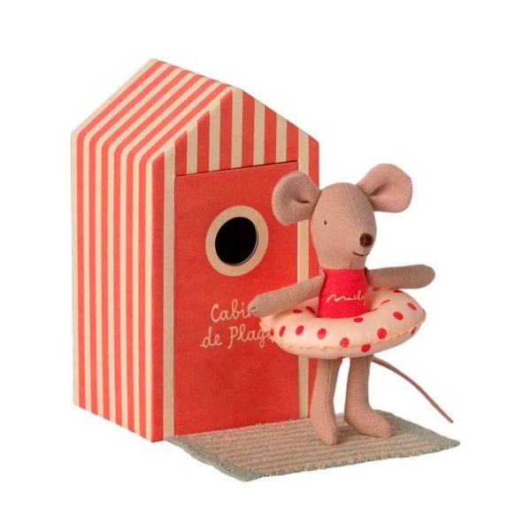 Maileg Beach Mouse Little Sister in Cabin de Plage