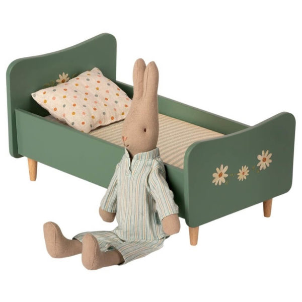 Maileg Mini Wooden Bed Mint Blue