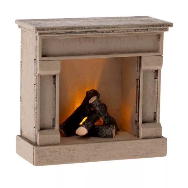 Maileg Fireplace Mouse Off White